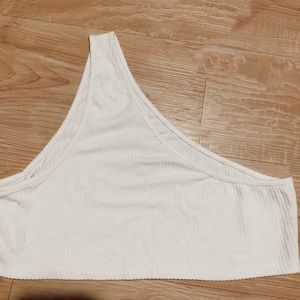 LF Emma and Sam White One Shoulder Crop Top